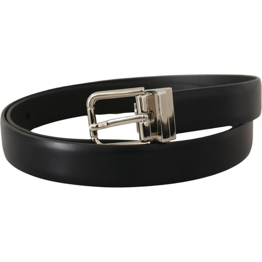 Dolce & Gabbana Elegant Black Leather Belt with Metal Buckle Dolce & Gabbana