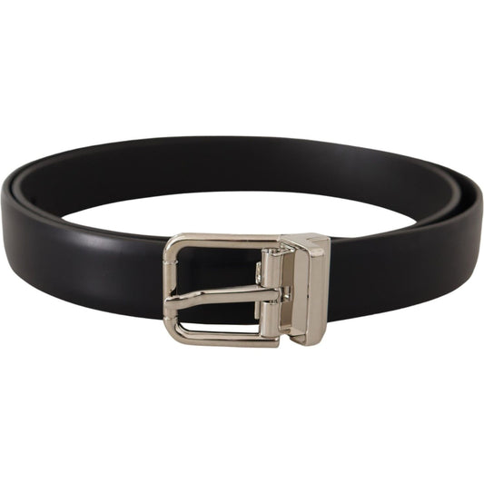 Dolce & Gabbana Elegant Black Leather Belt with Metal Buckle Dolce & Gabbana