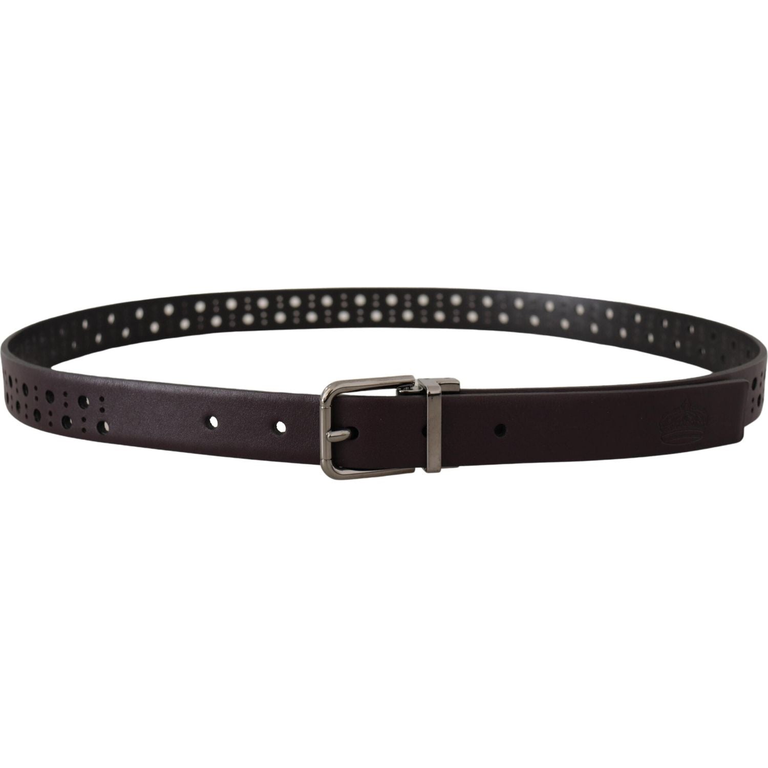 Dolce & Gabbana Dark Purple Perforated Leather Metal Buckle Belt