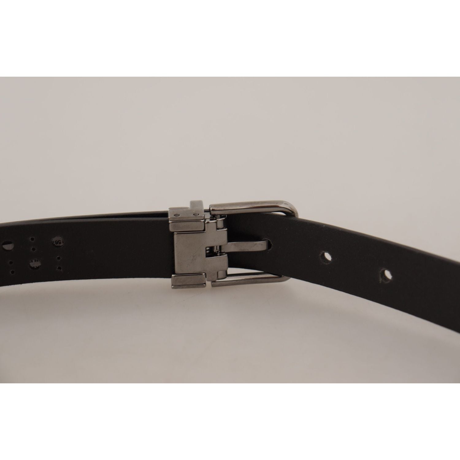 Dolce & Gabbana Dark Purple Perforated Leather Metal Buckle Belt