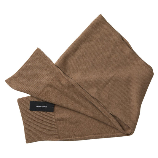 Dolce & Gabbana Brown Knitted Camel Wrap Shawl Foulard Scarf Dolce & Gabbana