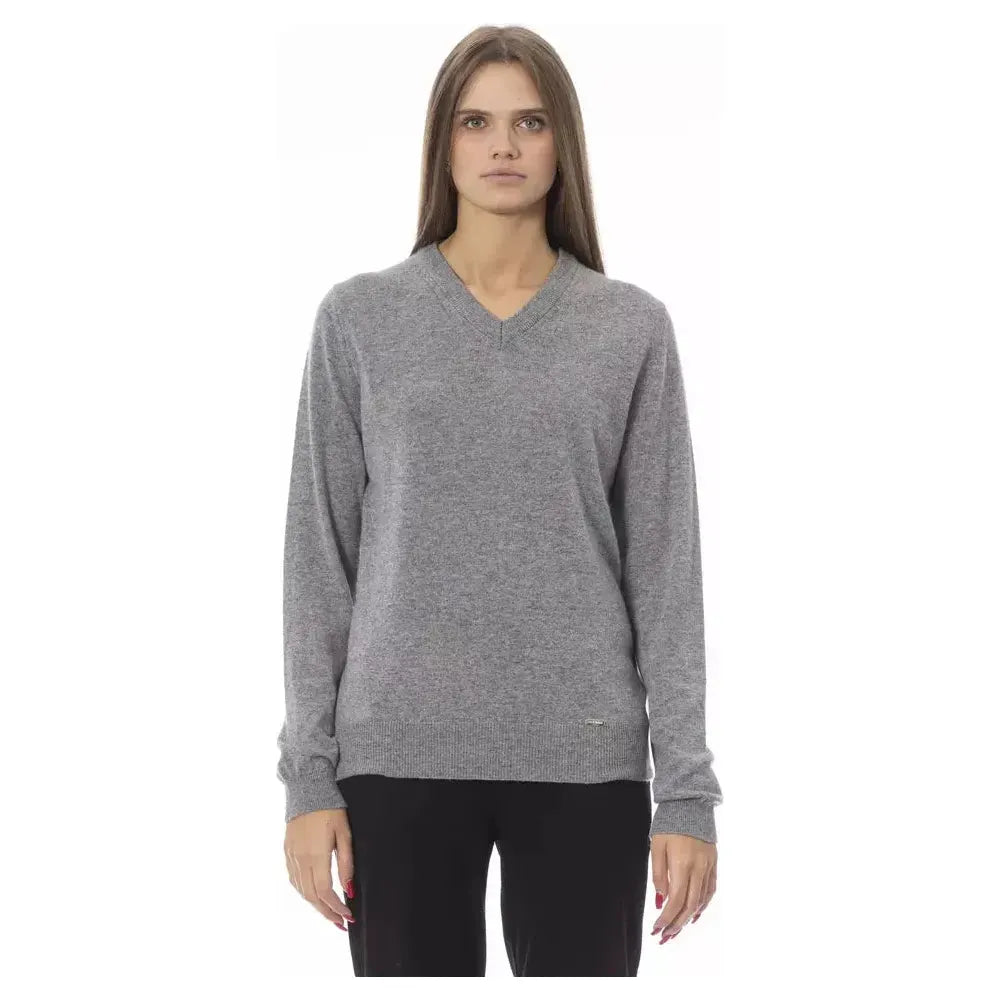 Baldinini Trend Gray Viscose Women Sweater Baldinini Trend Light Slate Gray