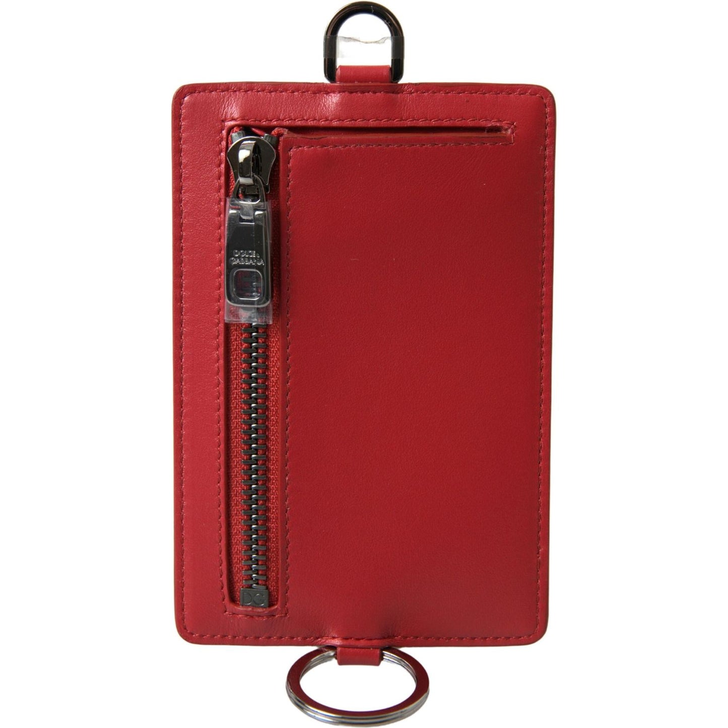 Dolce & Gabbana Elegant Red Leather Lanyard Card Holder Dolce & Gabbana