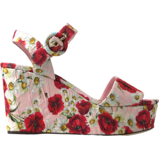 Dolce & Gabbana Floral Ankle Strap Wedge Sandals Dolce & Gabbana