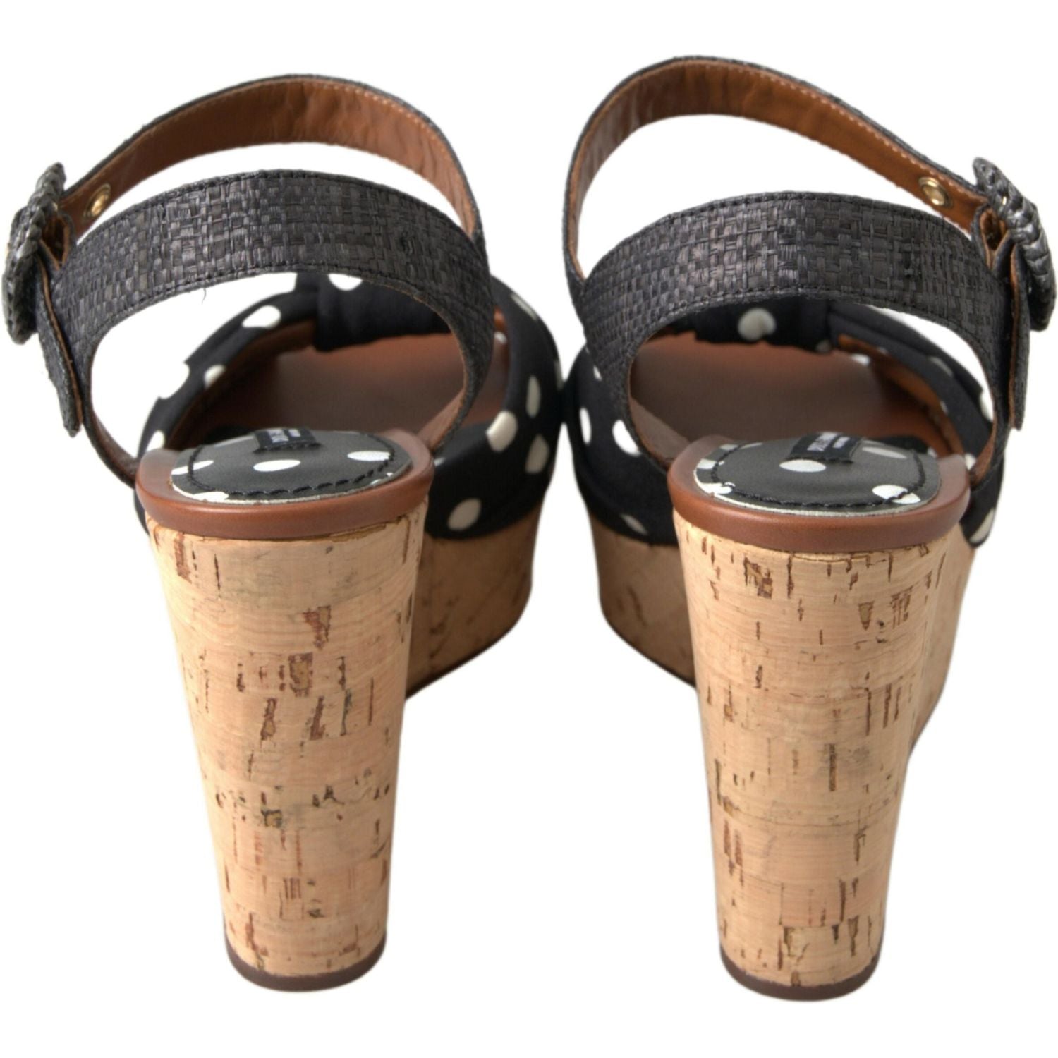 Dolce & Gabbana Black  Wedges Polka Dotted Ankle Strap Shoes Sandals