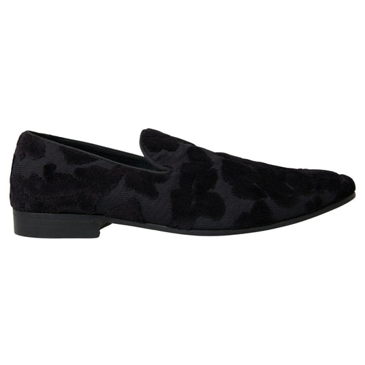 Dolce & Gabbana Black Brocade Loafers Formal Shoes Dolce & Gabbana
