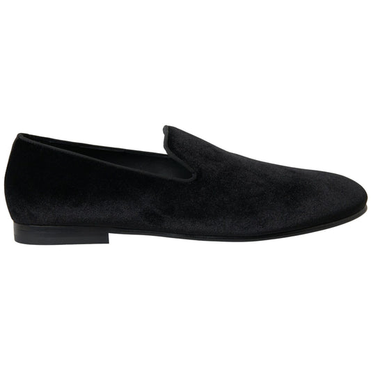 Dolce & Gabbana Black Velvet Loafers Formal Shoes Dolce & Gabbana