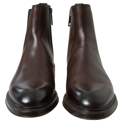 Dolce & Gabbana Brown Leather Chelsea Mens Boots Shoes Dolce & Gabbana