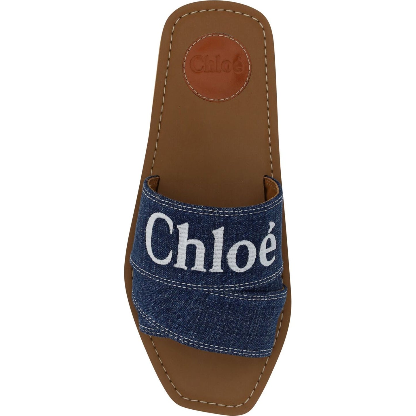 Chloé Sumptuous Cotton Woody Slide Sandals in Denim Blue Chloé