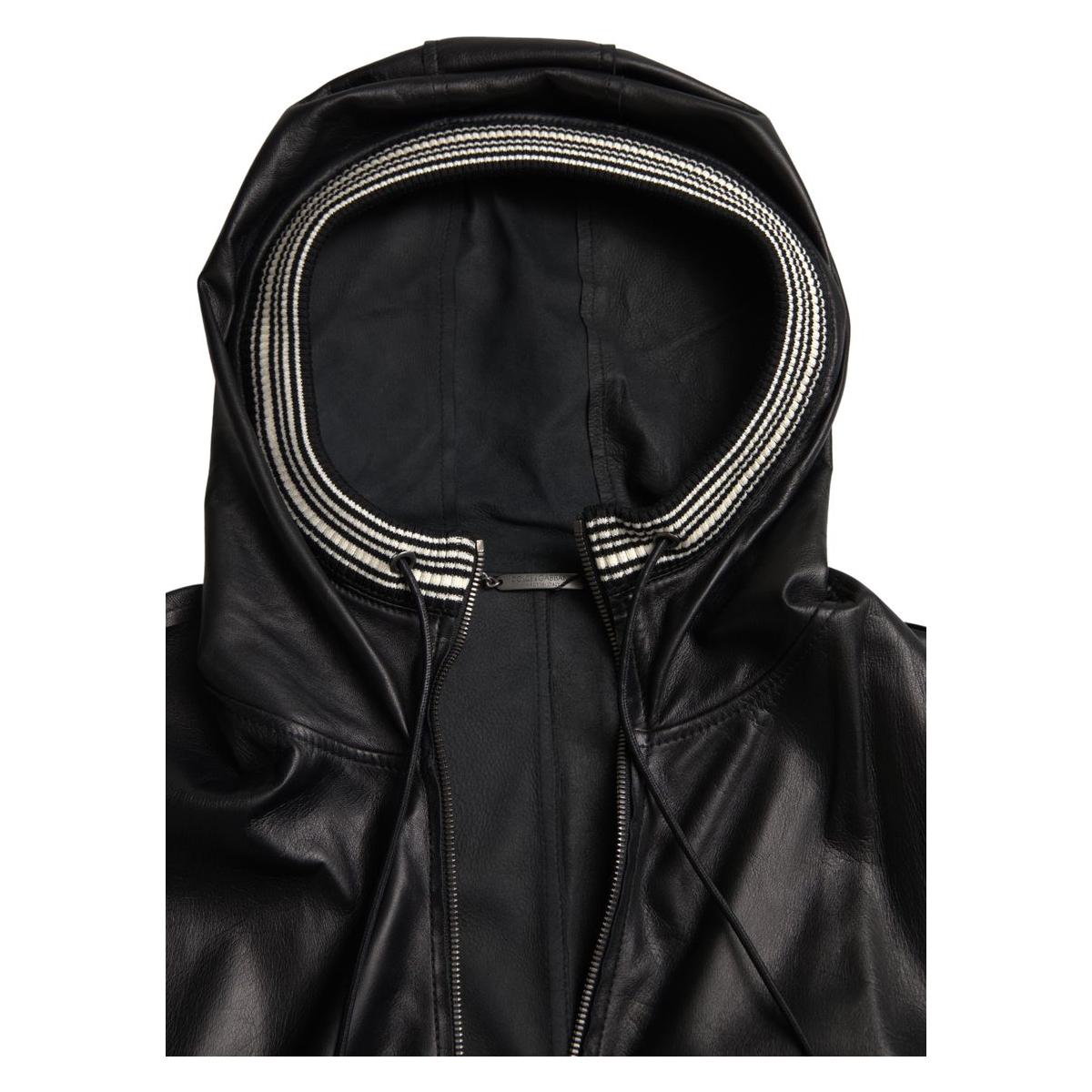 Dolce & Gabbana Elegant Black Leather Bomber Jacket Dolce & Gabbana