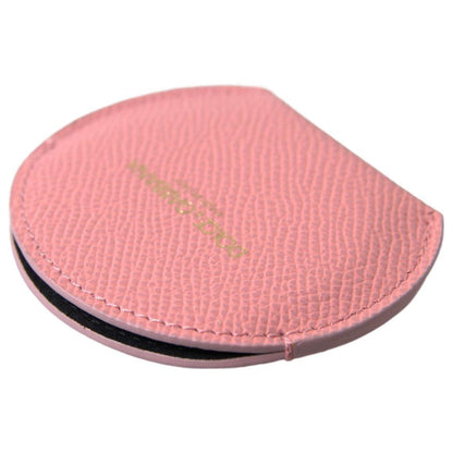 Dolce & Gabbana Pink Calfskin Leather Round Mirror Holder
