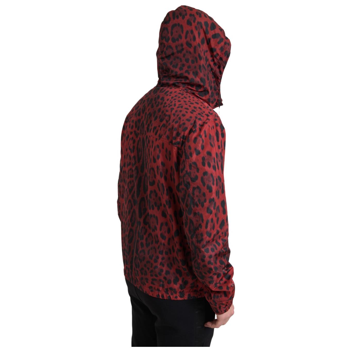 Dolce & Gabbana Red Leopard Hooded Bomber Jacket Dolce & Gabbana