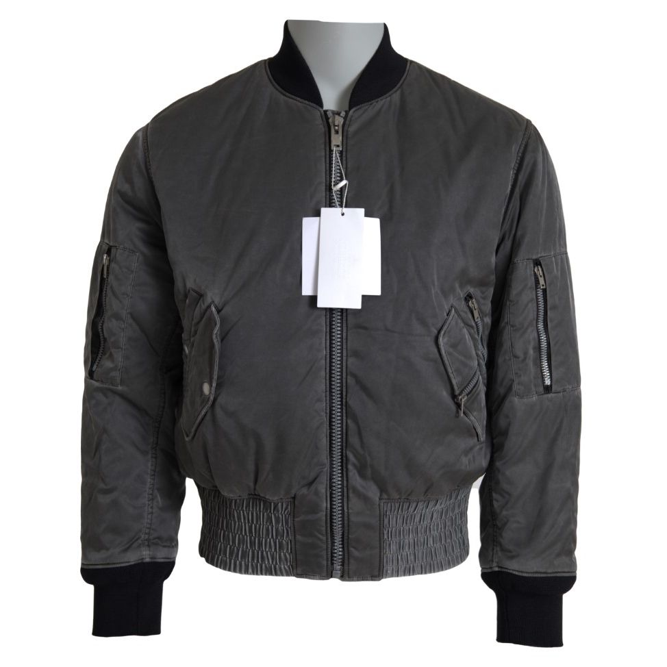 MM6 Maison Margiela Gray Bomber Zipper Pocket Sleeves Jacket