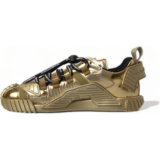 Dolce & Gabbana Gleaming Gold-Toned Luxury Sneakers Dolce & Gabbana