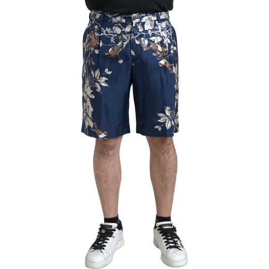 Dolce & Gabbana Blue Floral Print Silk Men Bermuda Shorts Dolce & Gabbana
