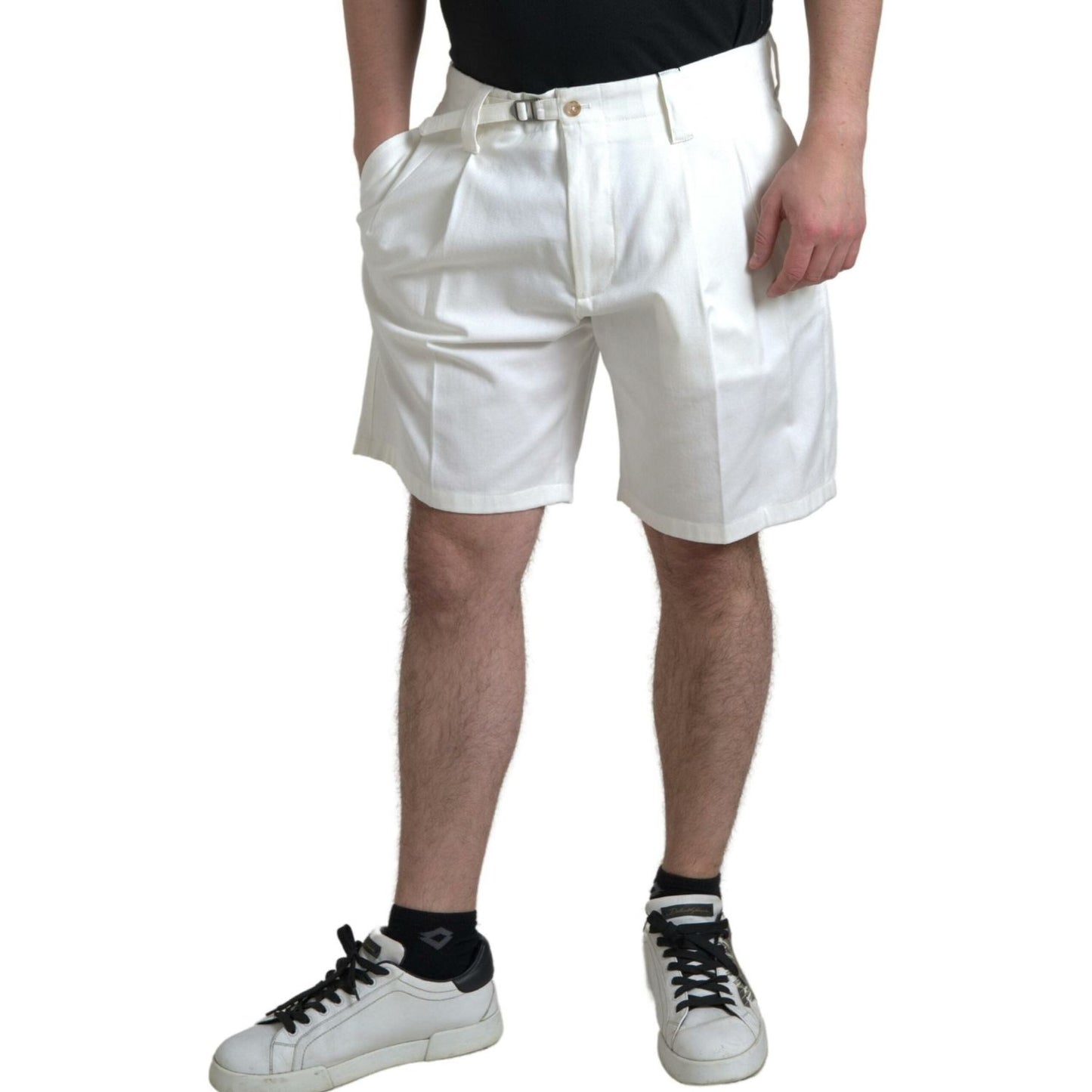 Dolce & Gabbana White Cotton Stretch Men Bermuda Denim Shorts