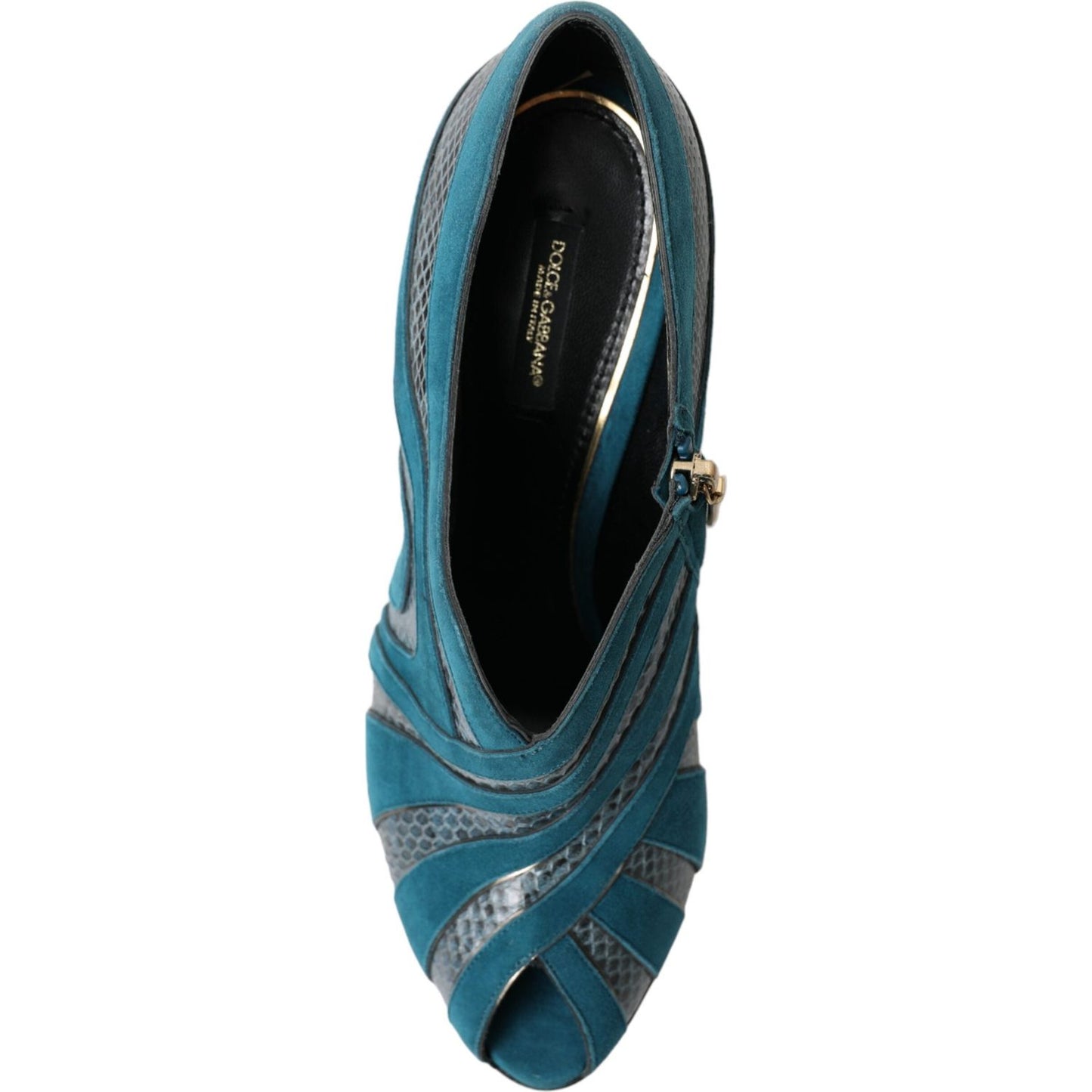 Dolce & Gabbana Teal Suede Peep Toe Heels Pumps Dolce & Gabbana