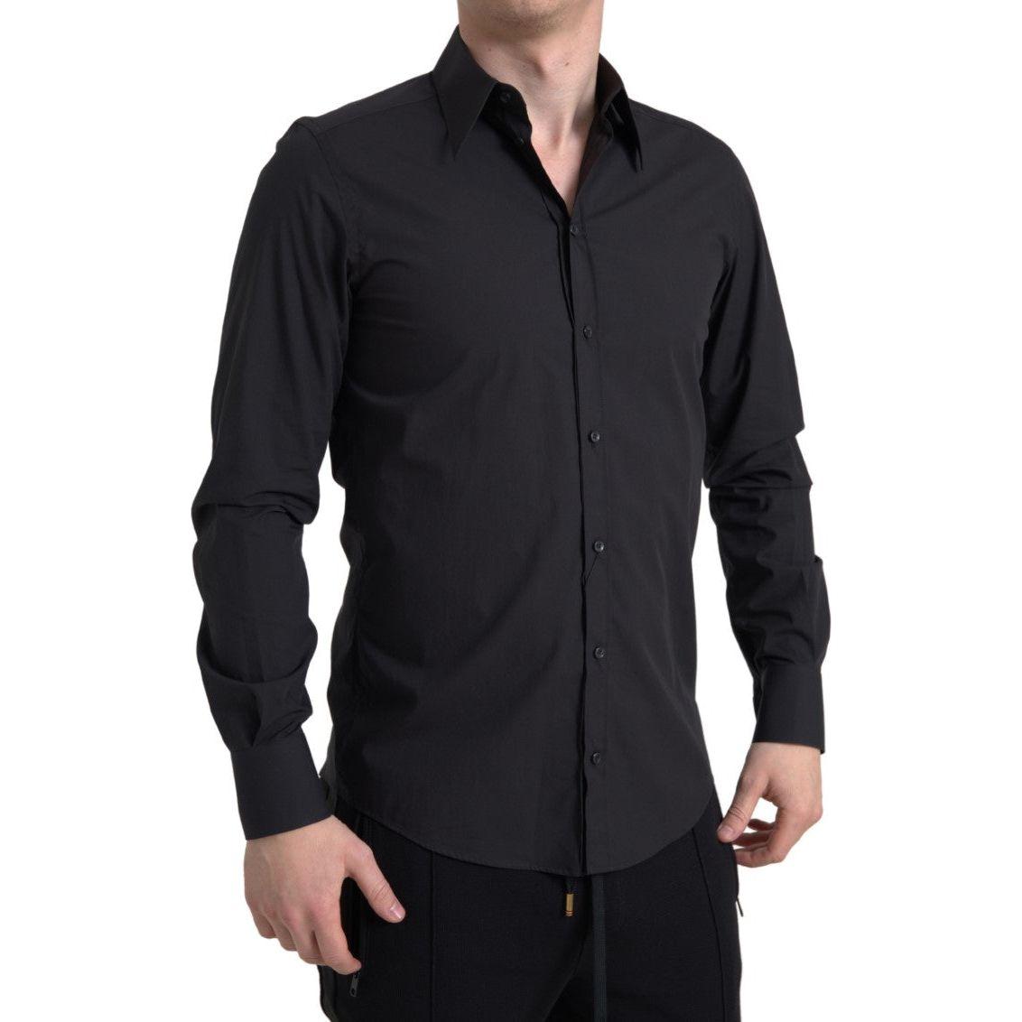 Dolce & Gabbana Elegant Slim Fit Black Cotton Dress Shirt Dolce & Gabbana