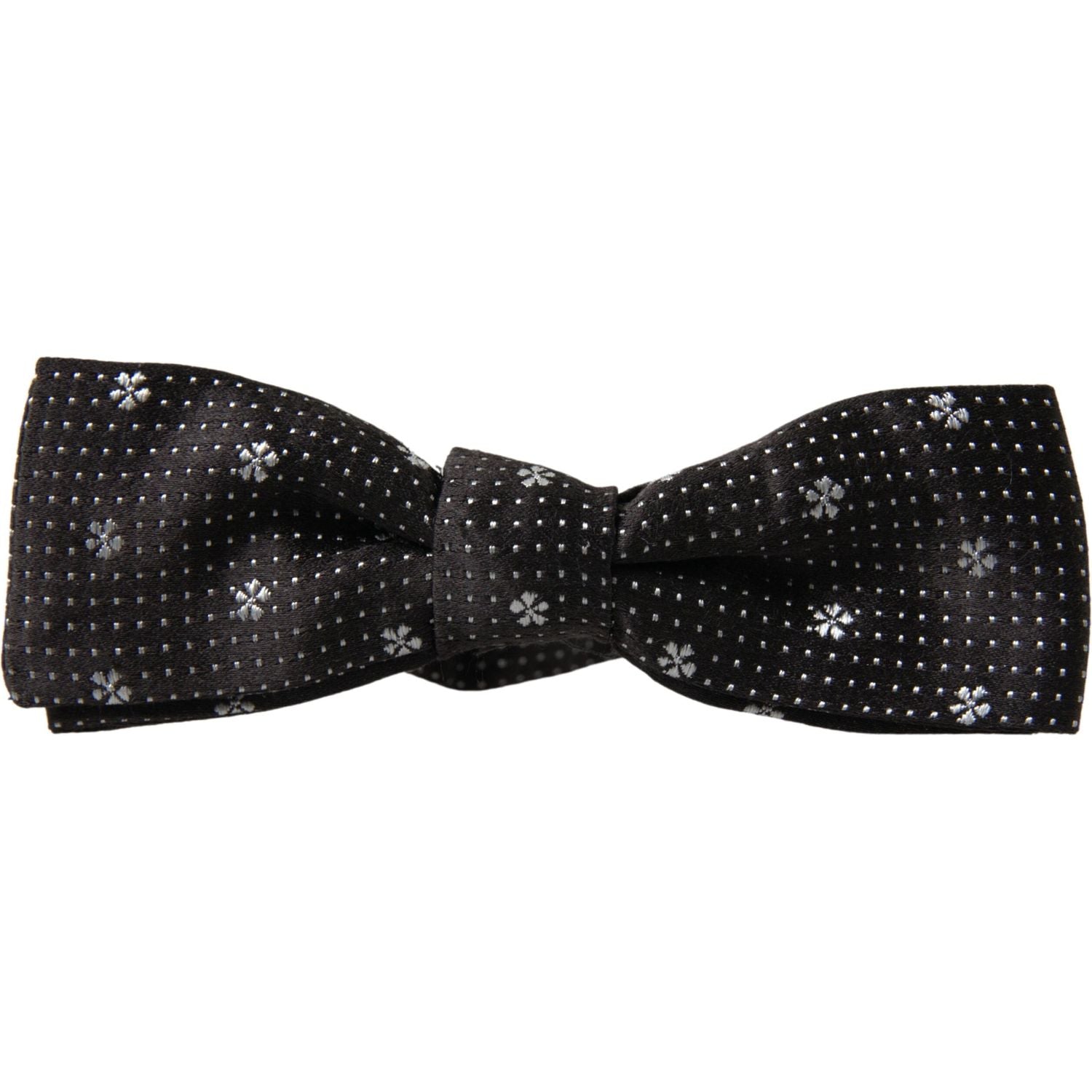 Dolce & Gabbana Black Patterned Silk Adjustable Men Neck Papillon Bow Tie
