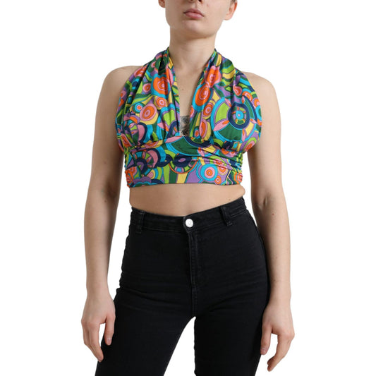 Dolce & Gabbana Elegant Silk Blend Halter Cropped Top Dolce & Gabbana