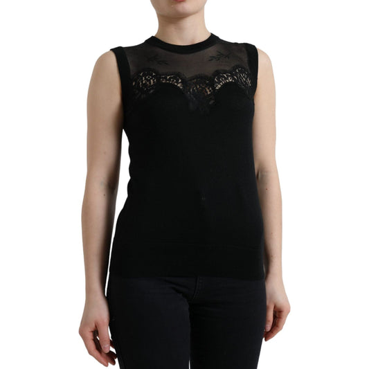 Dolce & Gabbana Elegant Lace Trim Sleeveless Tank Top Dolce & Gabbana