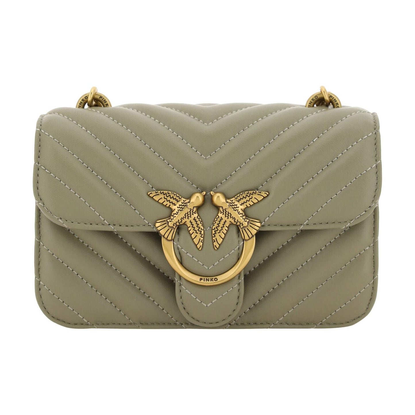 PINKO Chic Mini Love Bell Shoulder Bag in Noce Green PINKO