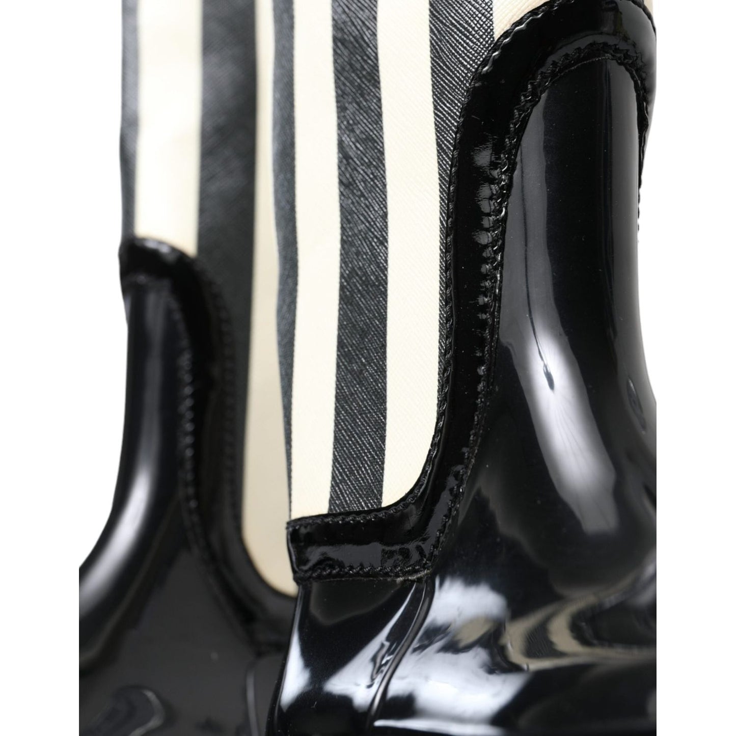 Dolce & Gabbana Black and White Striped Knee High Boots Dolce & Gabbana