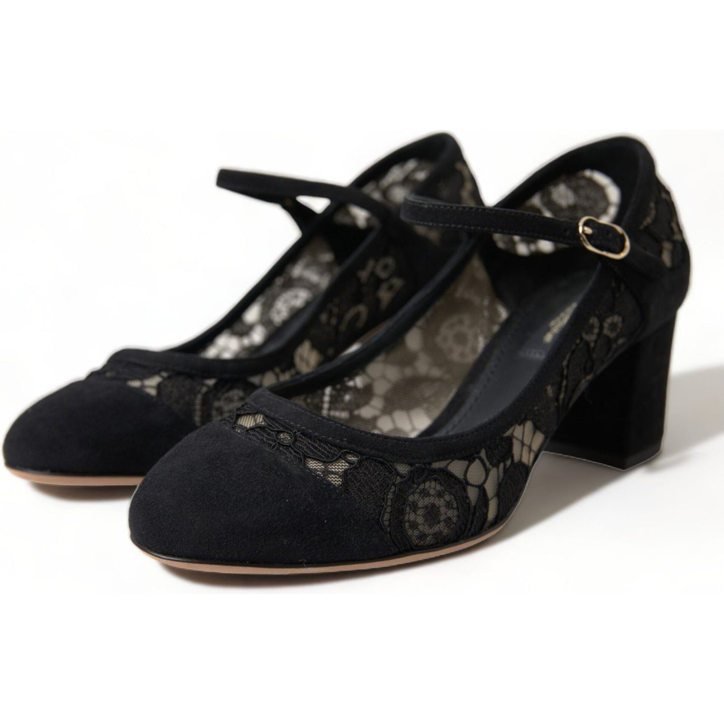 Dolce & Gabbana Elegant Suede Mary Jane Lace Heels Dolce & Gabbana