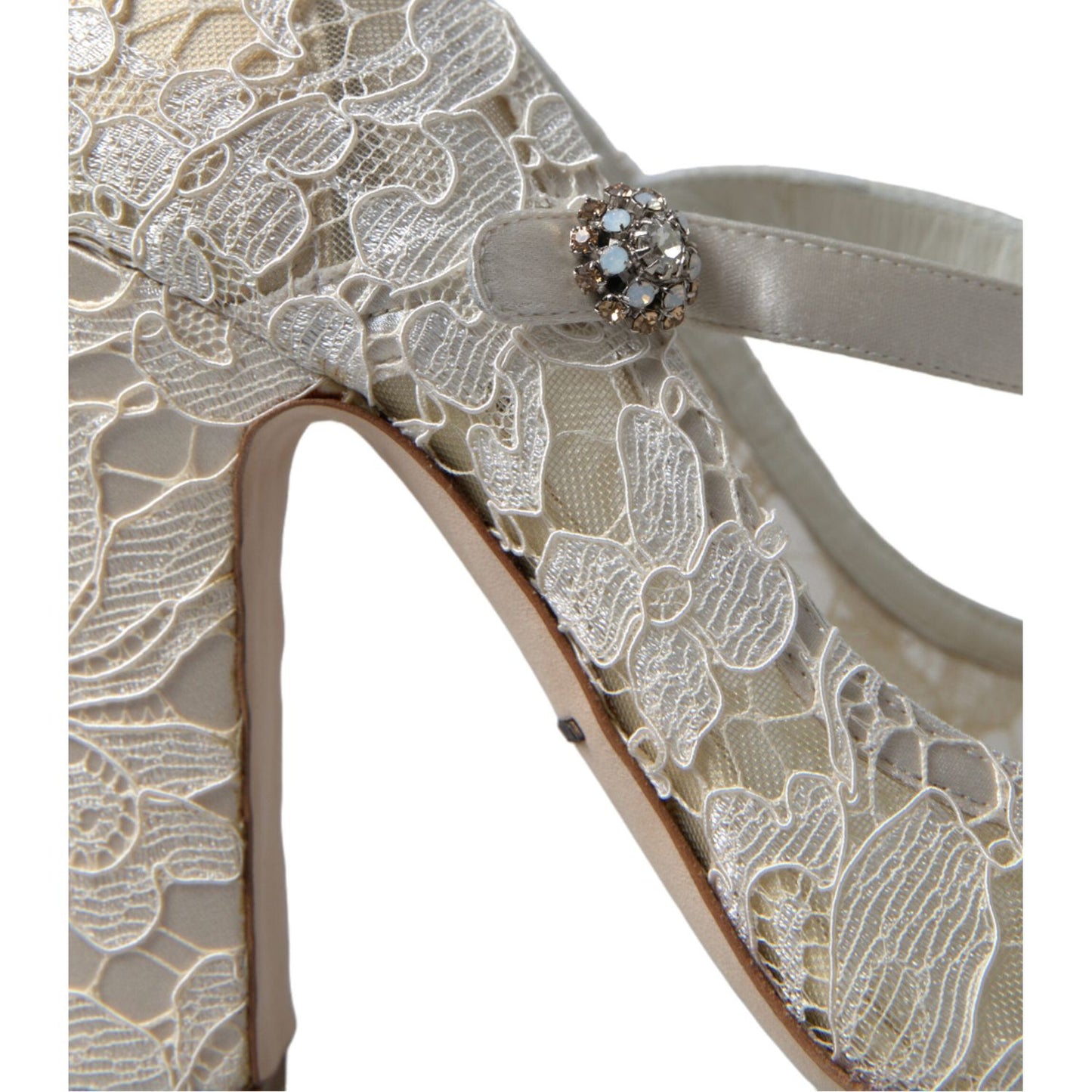 Dolce & Gabbana Chic Lace Block Heels Sandals in Cream White Dolce & Gabbana