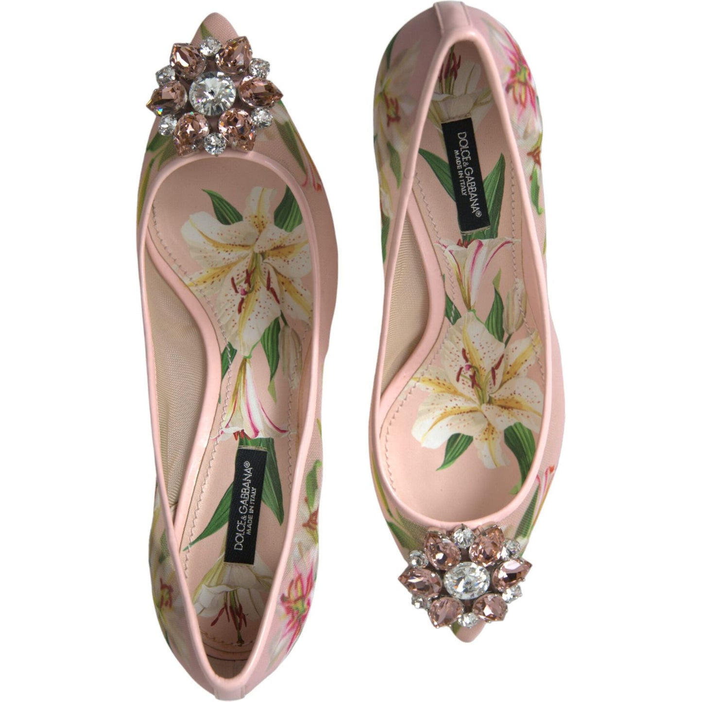 Dolce & Gabbana Elegant Pink Floral Crystal Pumps Dolce & Gabbana