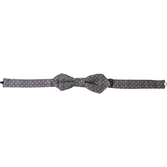 Dolce & Gabbana Elegant Silk Gray Polka Dot Bow Tie Dolce & Gabbana