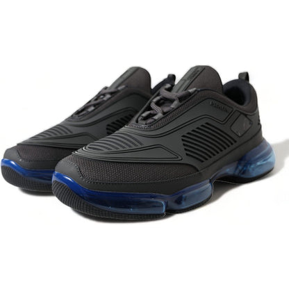 Prada Black Blue Rubber Knit Slip On Low Top Sneakers Shoes Prada