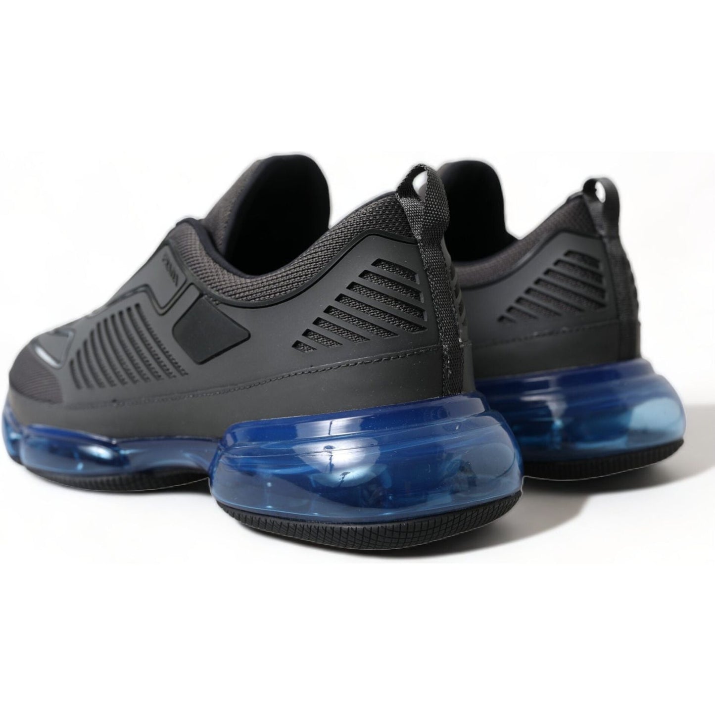 Prada Black Blue Rubber Knit Slip On Low Top Sneakers Shoes Prada