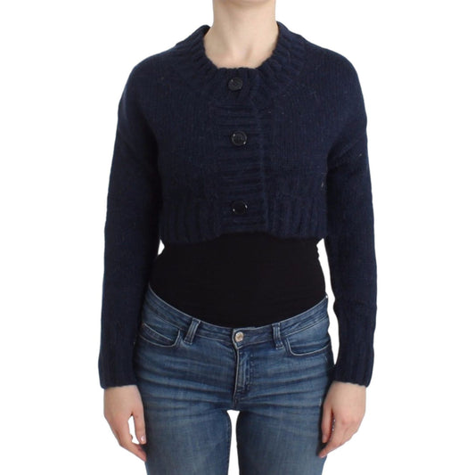 John Galliano Chic Cropped Blue Cardigan John Galliano