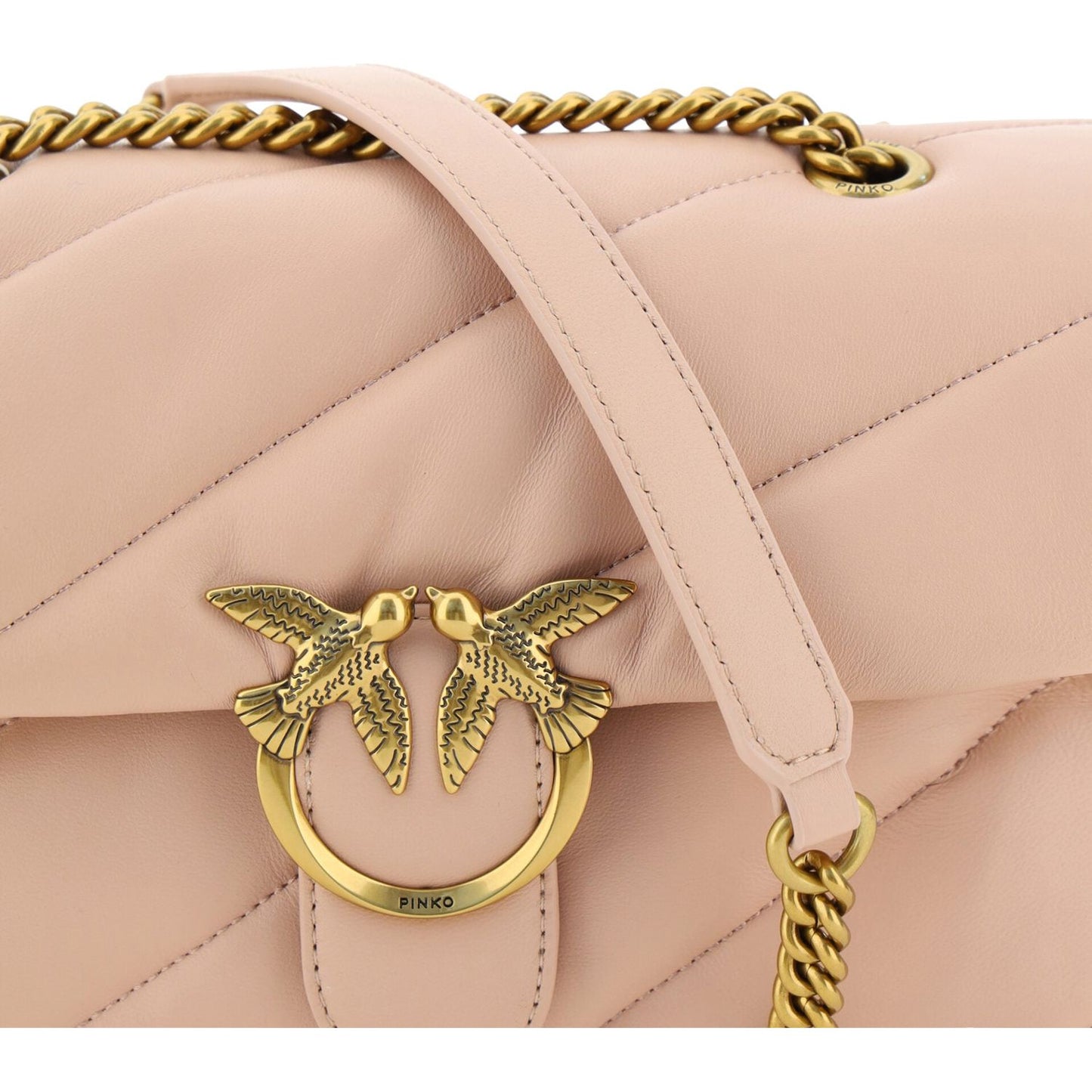 PINKO Elegant Light Pink Quilted Shoulder Bag PINKO