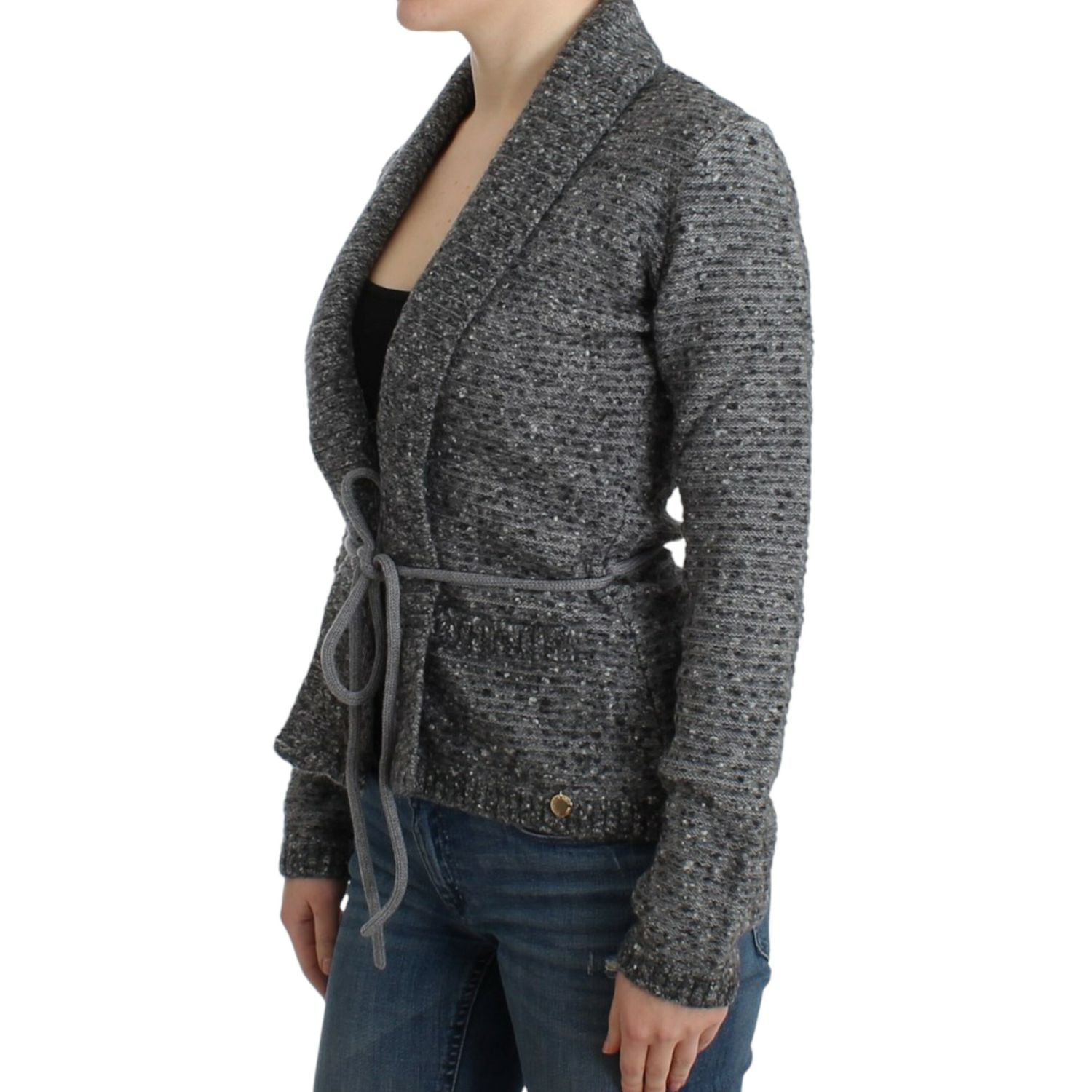 Cavalli Gray wool knitted cardigan