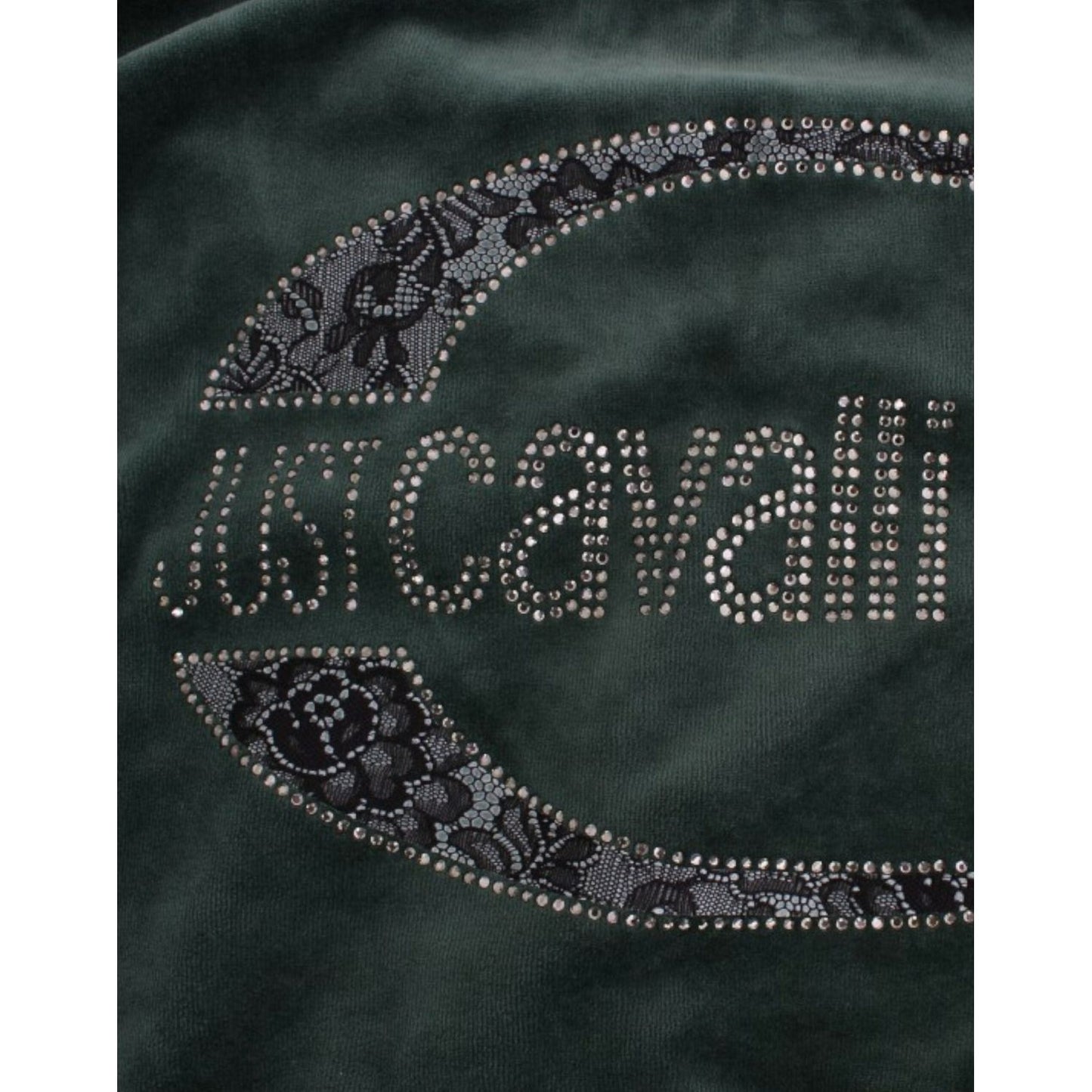 Cavalli Elegant Green Mock Sweater with Rhinestone Detail Cavalli