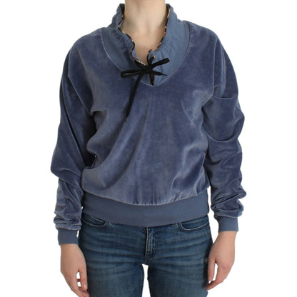 Cavalli Blue velvet cotton sweater Cavalli
