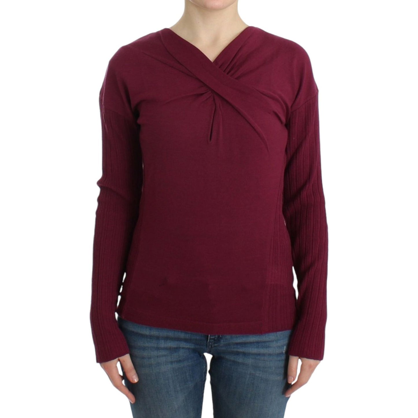 Cavalli Purple knitted wool sweater