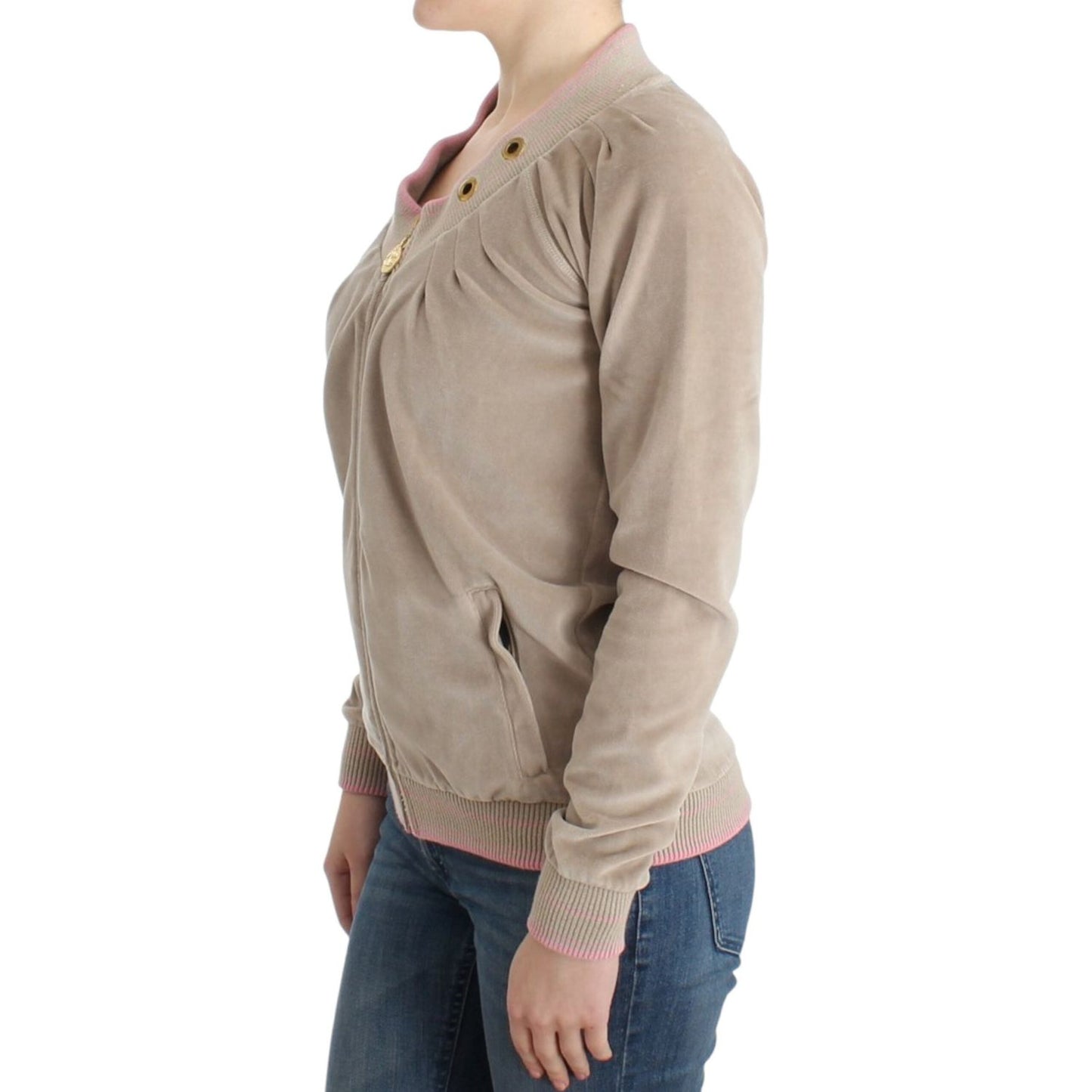 Cavalli Beige velvet zipup sweater Cavalli