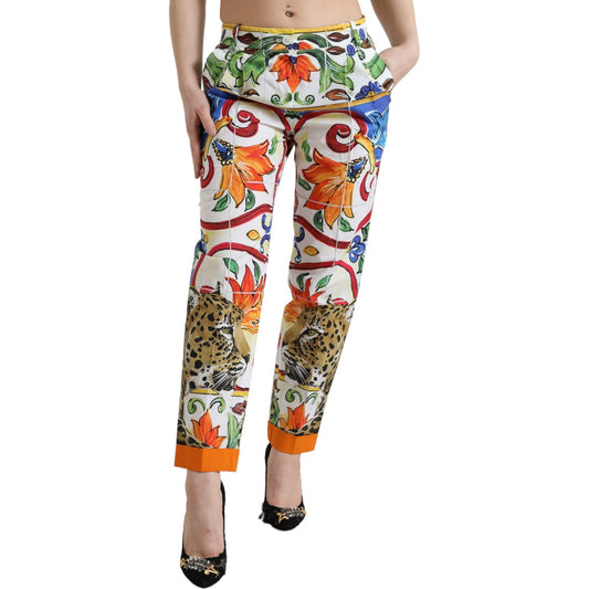 Dolce & Gabbana Majolica Print Tapered Cotton Pants Dolce & Gabbana