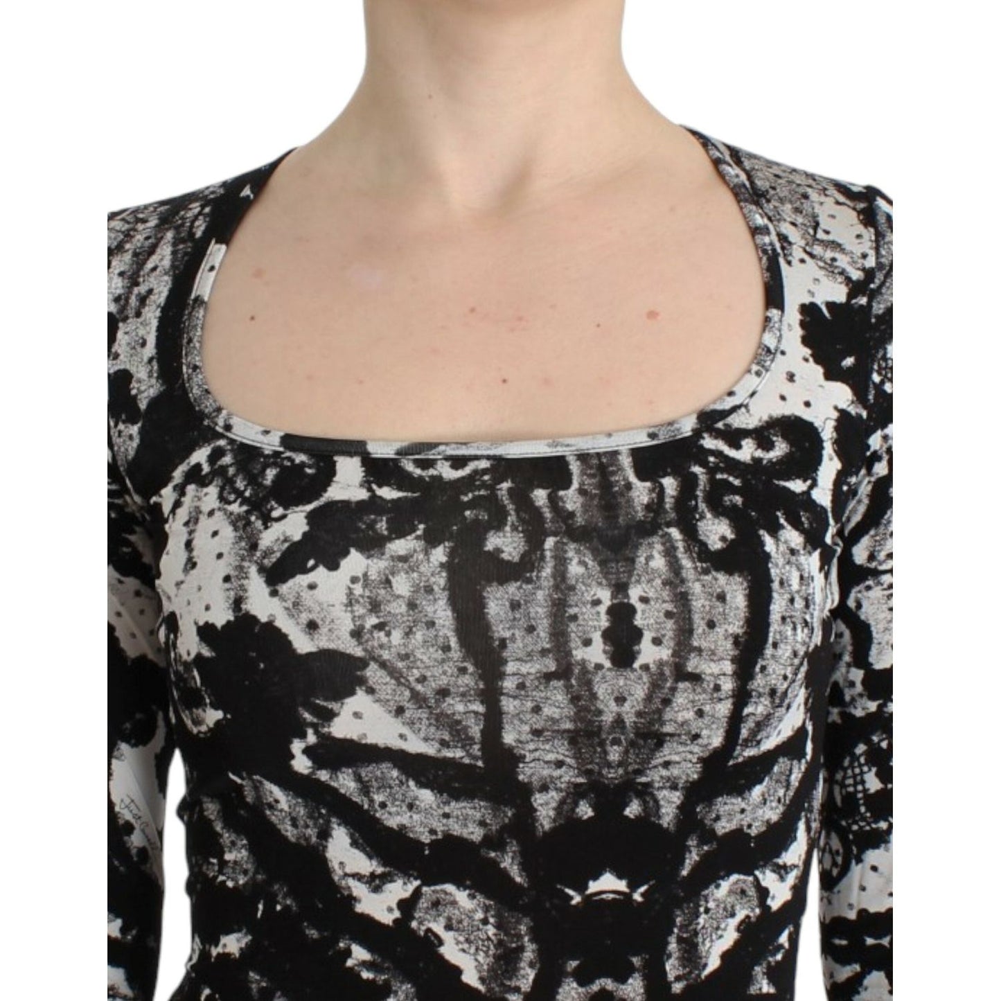 Cavalli Black Printed Sheath Dress Cavalli