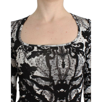 Cavalli Black Printed Sheath Dress Cavalli