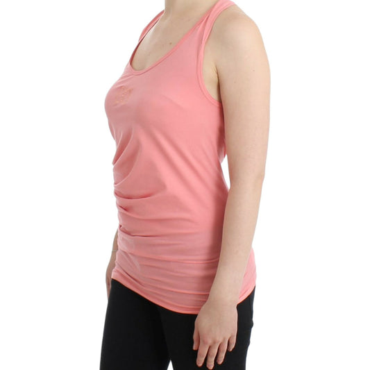 Cavalli Chic Pink Cotton Blend Tank Top Cavalli