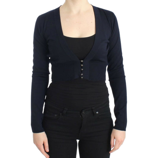 Cavalli Blue cropped wool cardigan Cavalli