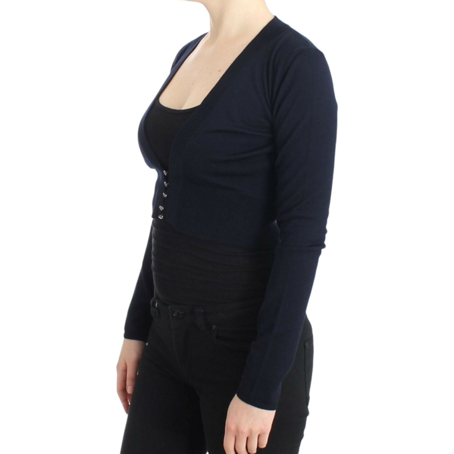 优雅短款纯羊毛开衫