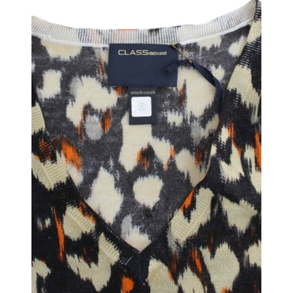 Cavalli Multicolor v-neck wool jumper