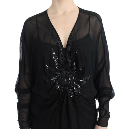 Cavalli Black long sleeve silk dress Cavalli