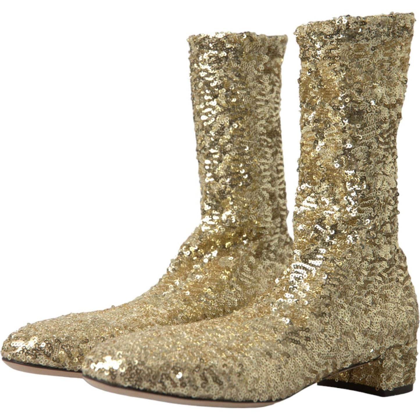 Dolce & Gabbana Elegant Mid Calf Gold Boots Exclusive Design Dolce & Gabbana