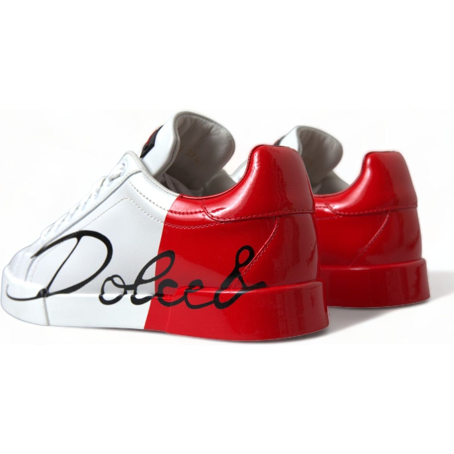 Dolce & Gabbana Elegant White Leather Portofino Sneakers Dolce & Gabbana